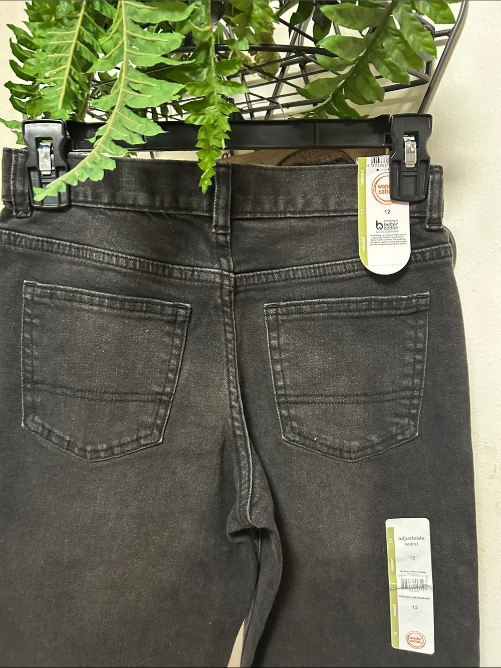 Wonder Nation Boy’s Relaxed Fit Black Washed Jeans.
